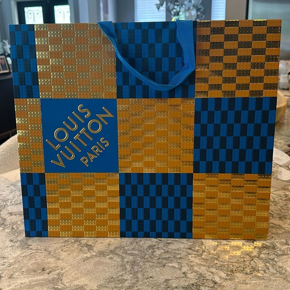 Louis Vuitton Blue and Gold Checkered Bag